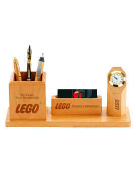 Wooden Multi Holder With Clock