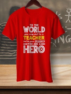 Round Neck White Colour Cotton T-shirt For TeacherS Day