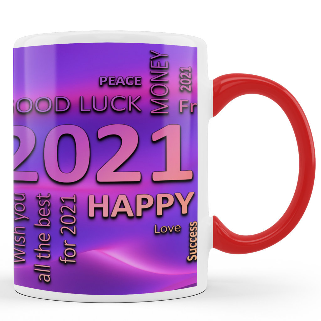 Printed Ceramic Coffee Mug | Happy New Year 2021 – Wordart |Happy New Year 2021 Mug | 325 Ml 